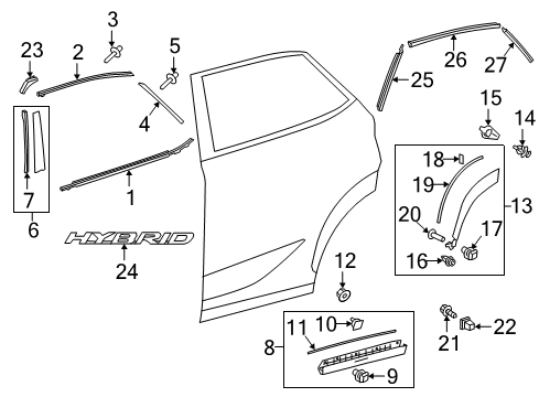 2016 Lexus NX300h Exterior Trim - Rear Door Body Side Name Plate Diagram for 75473-78010