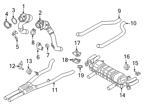 2020 BMW M850i xDrive Turbocharger Center Muffler Diagram for 18308481601