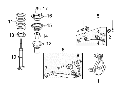 2014 Cadillac Escalade ESV Front Suspension Components, Lower Control Arm, Upper Control Arm, Ride Control, Stabilizer Bar Strut Diagram for 22811854