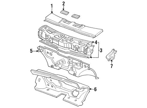 1987 Nissan Sentra Cowl INSULATOR Dash R Diagram for 67900-60A20