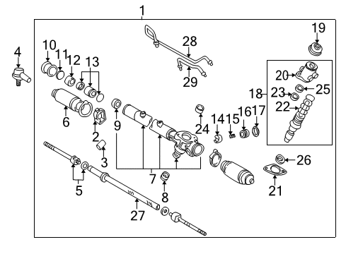 2000 Toyota Sienna Steering Column & Wheel, Steering Gear & Linkage Housing Assy, Power Steering Rack Diagram for 44240-08010