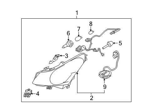 2009 Infiniti G37 Headlamps Bracket-Head Lamp, RH Diagram for 26042-JK01A