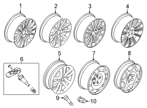 2014 Lincoln MKX Wheels Wheel, Alloy Diagram for BA1Z-1007-A