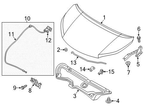 2016 Chevrolet City Express Hood & Components Hood Bumper Diagram for 19316742