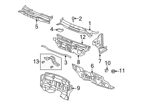 2016 Jeep Compass Cowl Seal-Hood Hinge To Body Side Diagram for 5160046AB