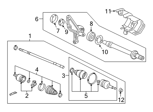 2008 Honda Accord Drive Axles - Front Boot Set, Inboard Diagram for 44017-TA1-A01