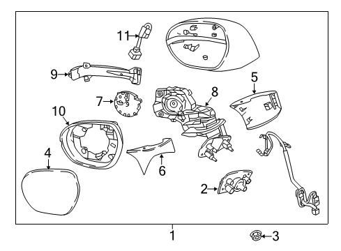 2016 Buick Envision Mirrors Mirror Assembly Diagram for 23278180
