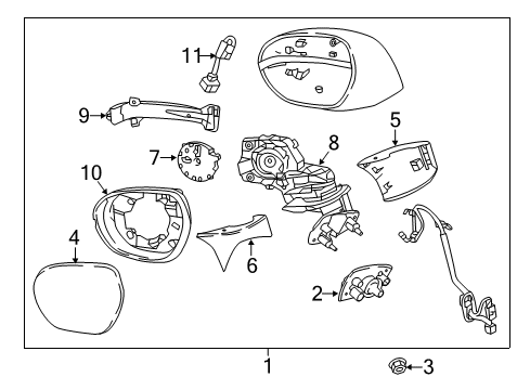 2016 Buick Envision Mirrors Mirror Assembly Diagram for 23278179