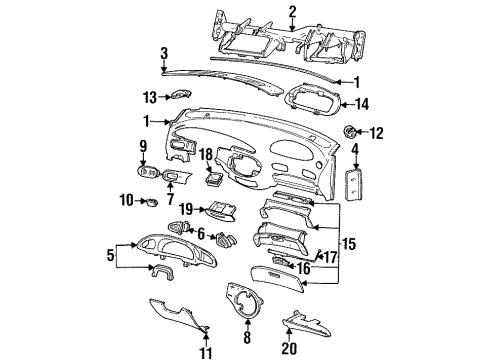 1999 Mercury Sable Instrument Panel Defroster Vent Diagram for XF1Z-54046A77-BAA