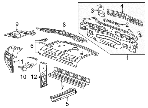 2016 Chevrolet Sonic Rear Body Reinforce Beam Diagram for 96952413