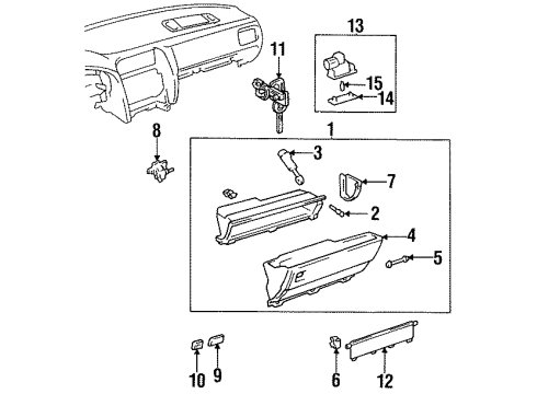 1995 Lexus LS400 Glove Box Handle, Glove Compartment Door Lock Diagram for 55565-50010-A0