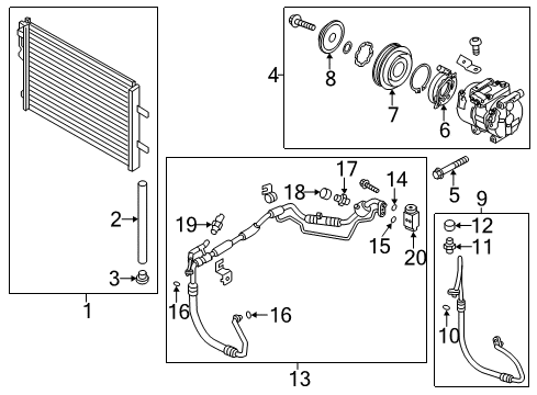 2012 Hyundai Elantra A/C Condenser, Compressor & Lines Compressor Assembly Diagram for 97701-2H140