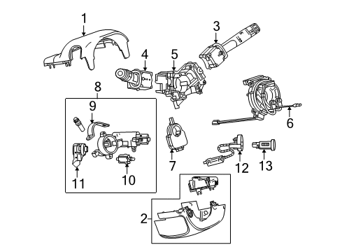 2011 Buick LaCrosse Shroud, Switches & Levers Cover Asm-Instrument Panel Steering Column Upper Trim *Cocoa Diagram for 9011603