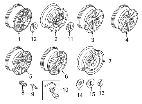 2016 Lincoln Navigator Wheels, Center Cap Wheel, Alloy Diagram for FL7Z-1007-C