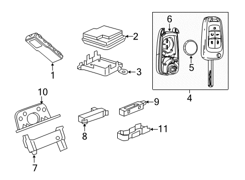 2020 Chevrolet Trax Keyless Entry Components Key Cover Diagram for 13522785