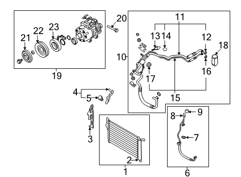 2011 Hyundai Santa Fe A/C Condenser, Compressor & Lines Compressor Assembly Diagram for 97701-1U200