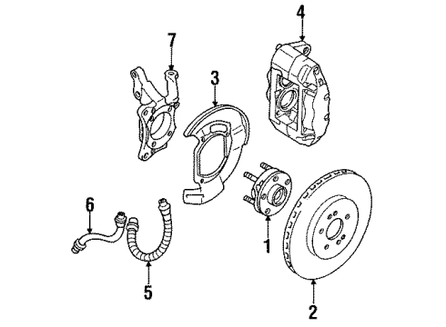 1995 Mitsubishi 3000GT Front Brakes Shield-Front Brake Disc Diagram for MB895605