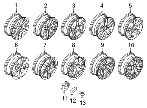 2016 BMW M235i xDrive Wheels Disc Wheel Light Alloy Jet Bl.Solenoid.Paint Diagram for 36118074186