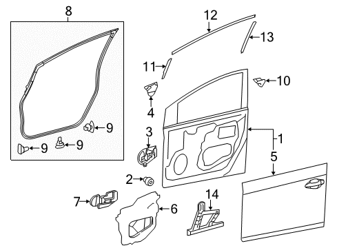 2015 Toyota Prius Front Door Surround Weatherstrip Diagram for 67861-47030