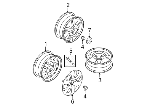 2004 Kia Spectra Wheels, Covers & Trim Wheel Hub Cap Assembly Diagram for 529602F100