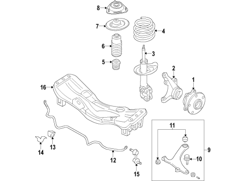 2020 Toyota 86 Front Suspension Components, Lower Control Arm, Stabilizer Bar Suspension Crossmember Diagram for SU003-00348