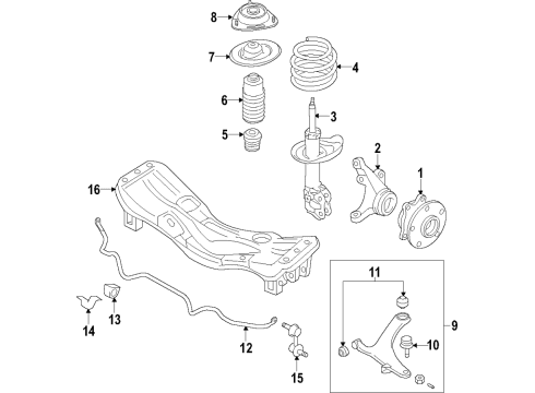 2020 Toyota 86 Front Suspension Components, Lower Control Arm, Stabilizer Bar Strut Diagram for SU003-06790