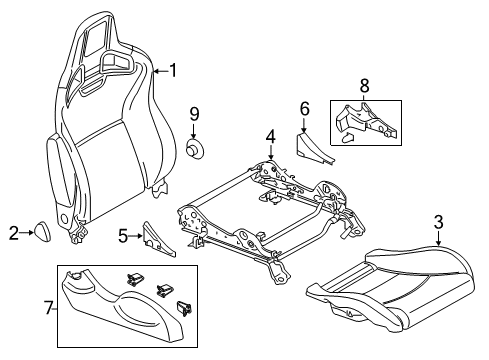 2017 Nissan 370Z Passenger Seat Components Cushion Assy-Front Seat Diagram for 87300-6GA0D