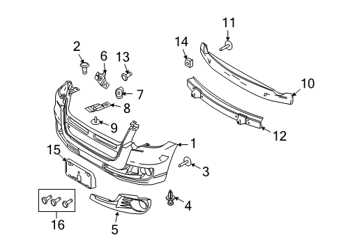 2008 Ford Explorer Sport Trac Front Bumper Support Diagram for 8A2Z-17C972-A