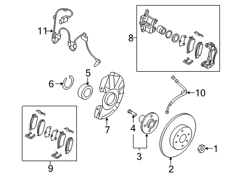 2010 Kia Rio Anti-Lock Brakes Sensor Assembly-Abs Front Wheel Diagram for 956711G000