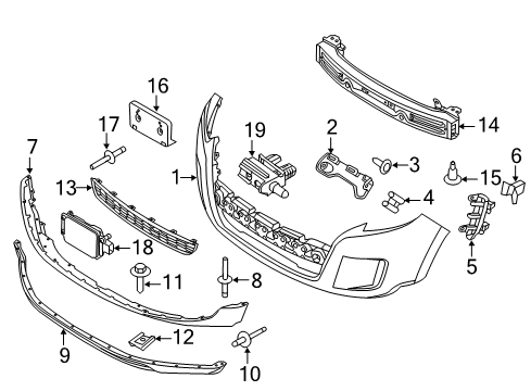 2011 Ford Edge Front Bumper Outer Grille Diagram for BT4Z-17E810-A