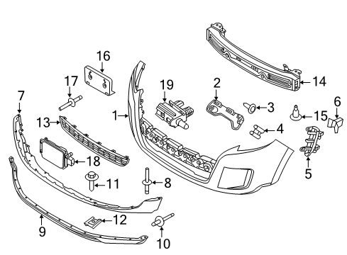 2011 Ford Edge Front Bumper Lower Cover Diagram for BT4Z-17D957-APTM