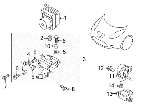 2017 Nissan Leaf ABS Components INSULATOR Valve Mounting Diagram for 52990-ED50A