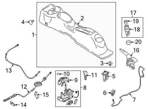 2018 Nissan Versa Parking Brake Knob-Release Lever Diagram for 34956-1HK4A