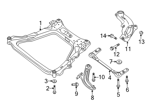 2020 Nissan Rogue Sport Front Suspension Components, Lower Control Arm, Stabilizer Bar Nut Diagram for 01223-A2031
