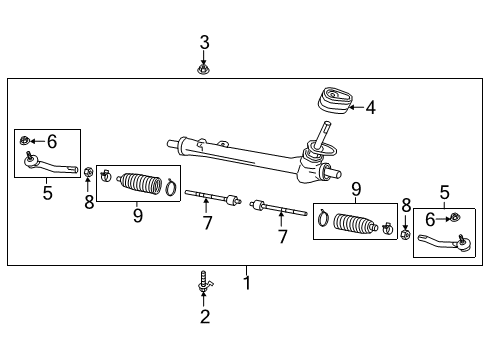 2019 Nissan Leaf Steering Column & Wheel, Steering Gear & Linkage Cover Assy-Hole Diagram for 48950-4DA0A