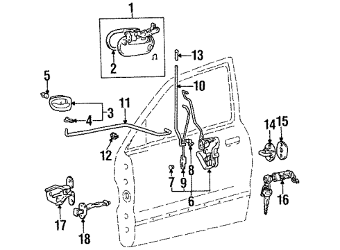 1996 Hyundai Accent Door - Lock & Hardware Latch Assembly-Front Door, RH Diagram for 81320-22200