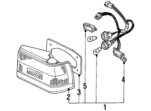 1988 Honda Accord Combination Lamps Housing, L. Diagram for 33551-SG7-A00