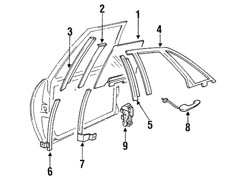 1994 Buick Park Avenue Front Door Glass & Hardware, Lock & Hardware Handle Asm-Front Side Door Outside Diagram for 25628822