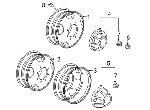 2022 GMC Sierra 3500 HD Wheels Wheel Diagram for 23467017