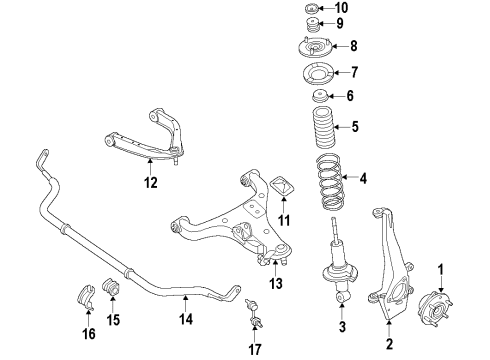 2010 Infiniti QX56 Front Suspension Components, Lower Control Arm, Upper Control Arm, Stabilizer Bar Spring-Front Diagram for 54010-ZQ20A