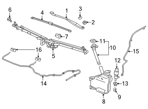 2019 Chevrolet Cruze Wiper & Washer Components Wiper Linkage Bolt Diagram for 13295277