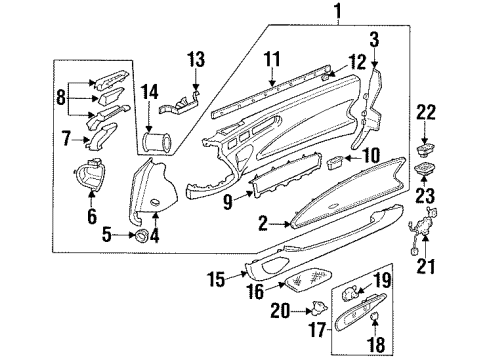 1993 Honda Prelude Door & Components Pad, L. Door Lining Center *NH167L* (GRAPHITE BLACK) Diagram for 83555-SS0-405ZA