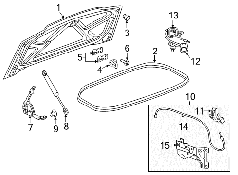 2014 Chevrolet Corvette Trunk Lid Release Cable Diagram for 23215275