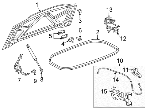 2018 Chevrolet Corvette Trunk Lid Support Bolt Diagram for 11546844