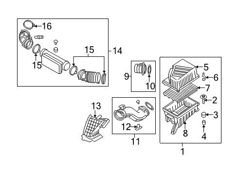 2009 Kia Borrego Powertrain Control Cover-Air Cleaner Diagram for 281112J200