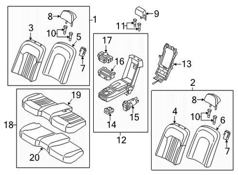 2020 Genesis G90 Rear Seat Components ARMREST Assembly-RR Seat Back Diagram for 89900-D2MB0-NNQ