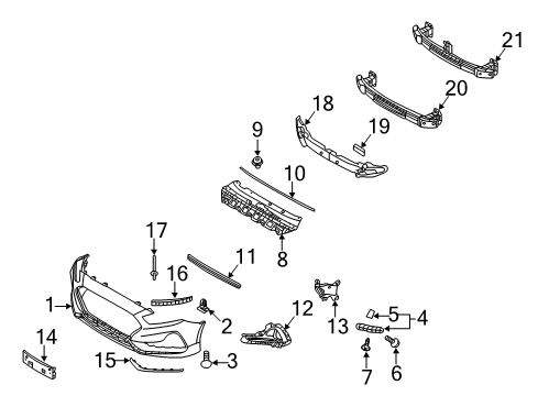 2019 Hyundai Sonata Fog Lamps Front Lower Bumper Grille Diagram for 86561-C2AA0
