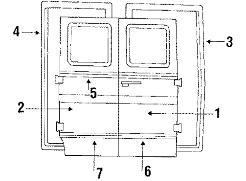 1989 Ford E-250 Econoline Side Loading Door & Components, Exterior Trim Weatherstrip Diagram for E9UZ1525324B