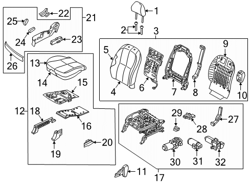 2015 Kia Sedona Passenger Seat Components Front Back Covering Assembly Right Diagram for 88460A9050DLA
