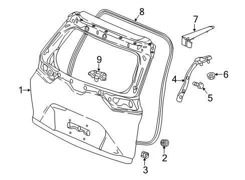 2019 Honda CR-V Gate & Hardware Hinge, Passenger Side Tailgate Diagram for 68210-TLA-A01ZZ